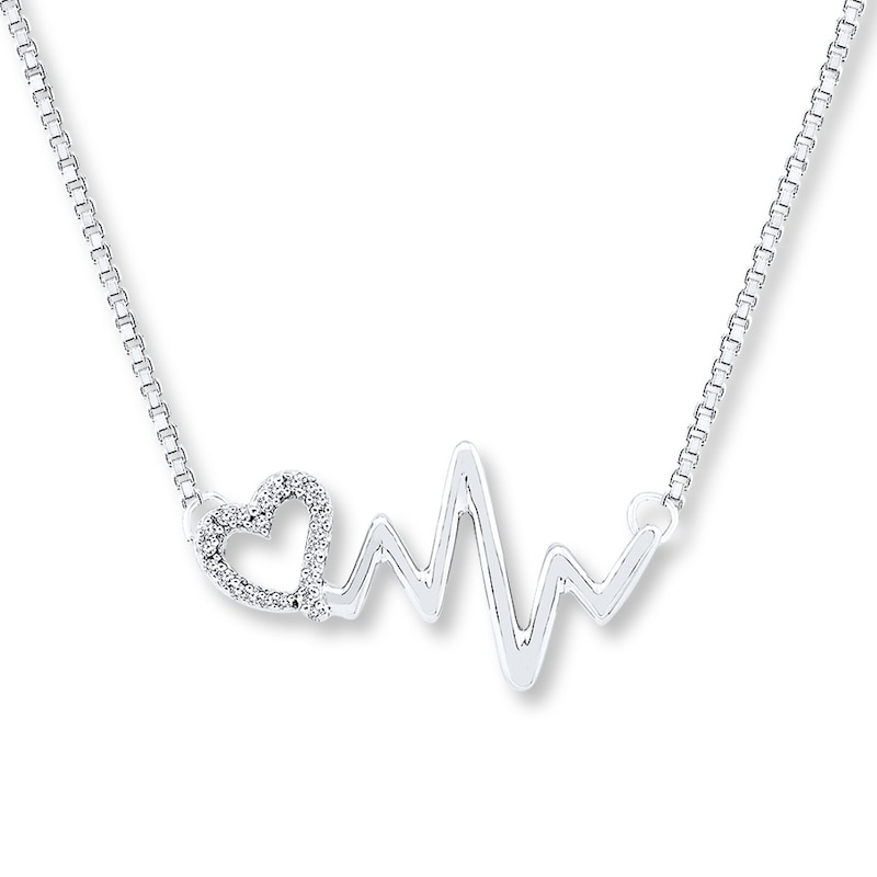 Heartbeat Necklace 1/20 ct tw Diamonds Sterling Silver 18"