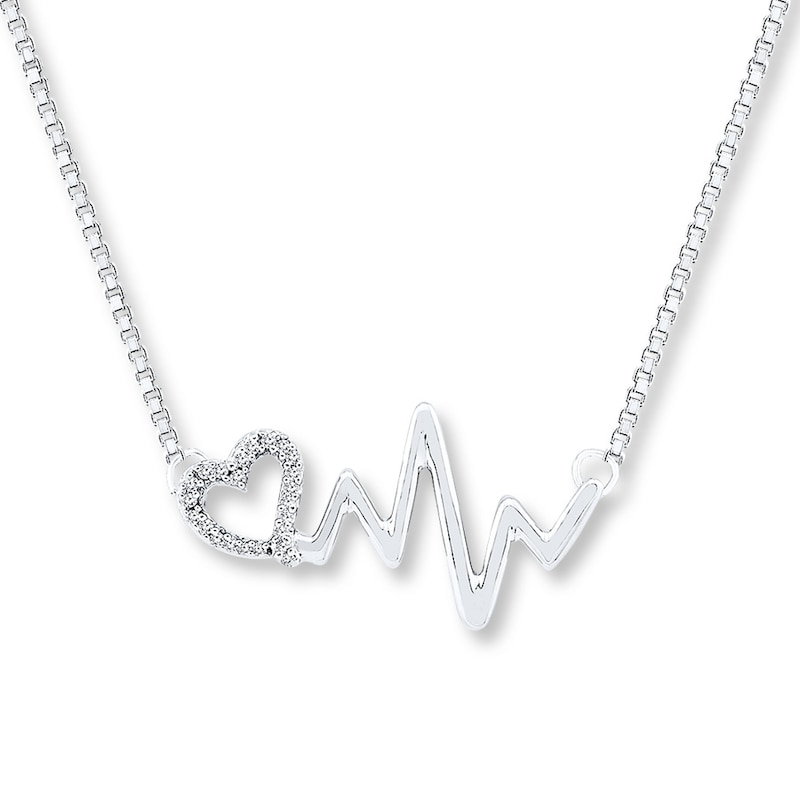 Main Image 1 of Heartbeat Necklace 1/20 ct tw Diamonds Sterling Silver 18"
