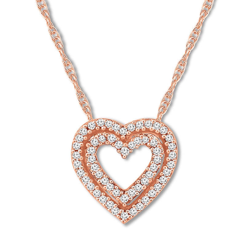 Diamond Heart Necklace 1/8 Carat tw 10K Rose Gold 18"