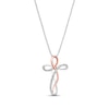 Thumbnail Image 1 of Diamond Cross Necklace 1/10 ct tw Sterling Silver & 10K Rose Gold 18"
