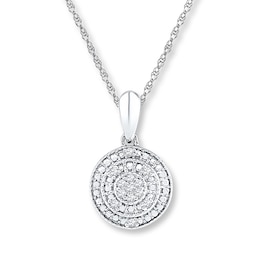 Circular Necklace Diamond Accents Sterling Silver 18"