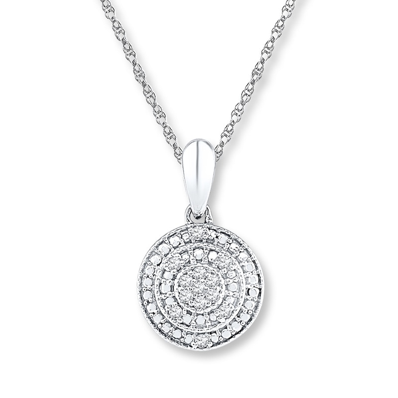 Main Image 1 of Circular Necklace Diamond Accents Sterling Silver 18"