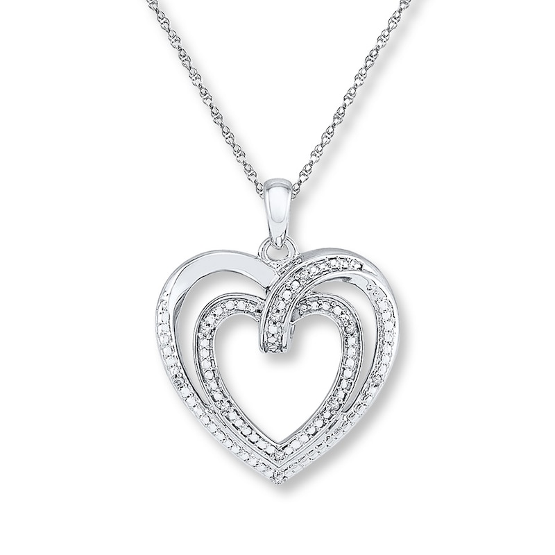 Main Image 1 of Heart Necklace Diamond Accents Sterling Silver 18"