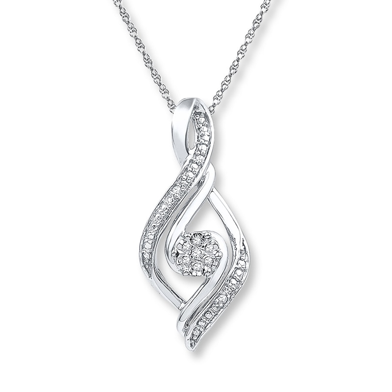 Main Image 1 of Swirl Necklace Diamond Accents Sterling Silver 18"