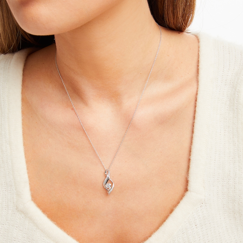 Main Image 2 of Swirl Necklace Diamond Accents Sterling Silver 18"