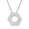 Thumbnail Image 1 of Hexagon Necklace 1/10 ct tw Diamonds 10K White Gold 18"