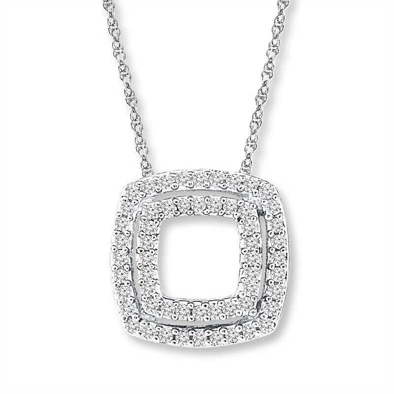 Diamond Necklace 1/10 ct tw Round-cut 10K White Gold 18"
