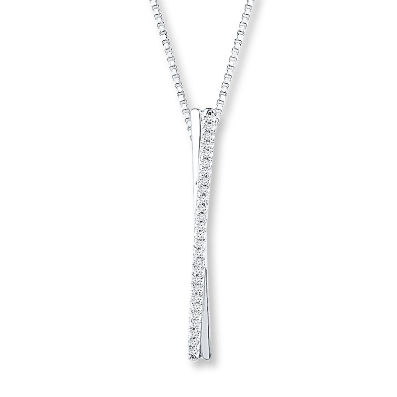 Diamond Necklace 1/15 ct tw Round-cut Sterling Silver 18"