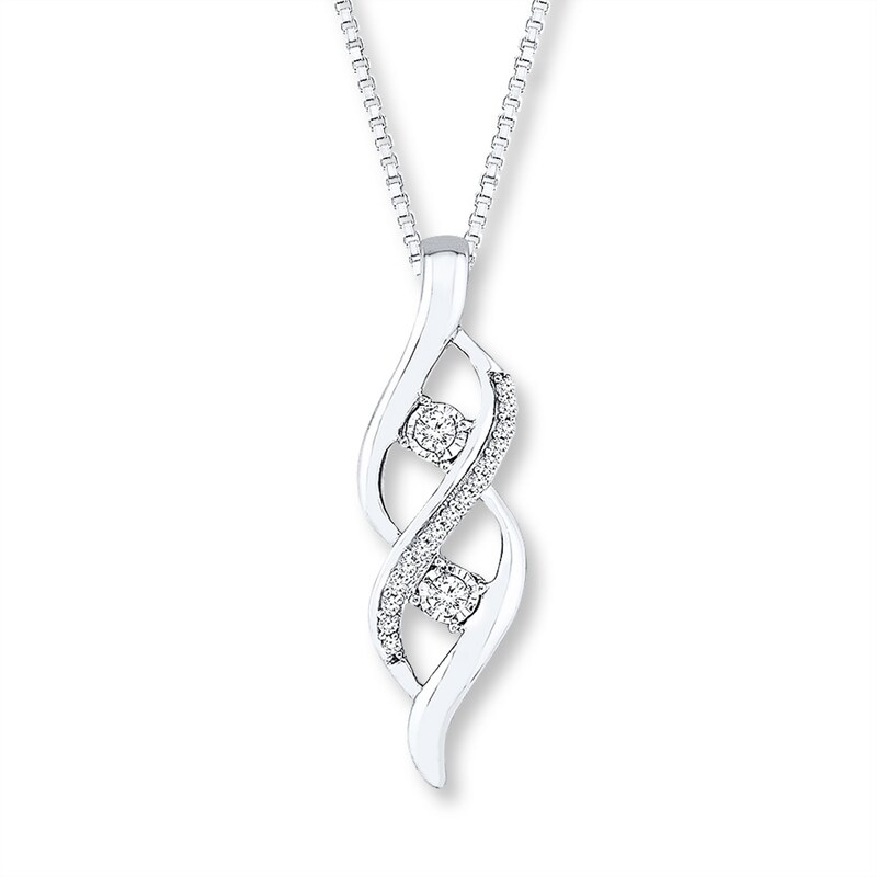 Diamond Necklace 1/6 ct tw Round-cut Sterling Silver 18"