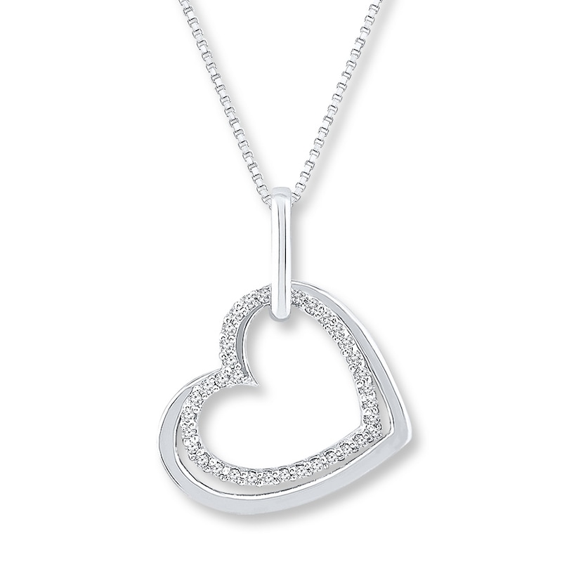 Main Image 1 of Heart Necklace 1/10 ct tw Diamonds Sterling Silver 18"