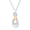 Thumbnail Image 0 of Diamond Paw Print Necklace 1/10 ct tw Sterling Silver & 10K Yellow Gold