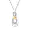 Thumbnail Image 0 of Diamond Paw Print Necklace 1/10 ct tw Sterling Silver & 10K Yellow Gold