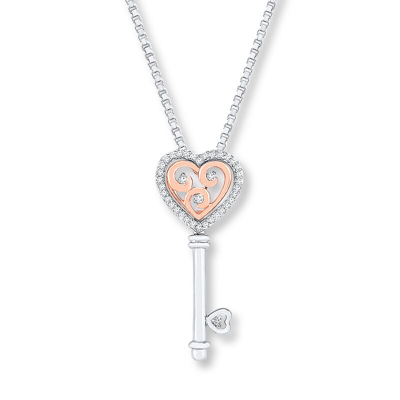 Main Image 1 of Diamond Convertibilities Necklace Sterling Silver & 10K Rose Gold