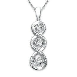 Unstoppable Love Necklace 1/15 ct tw Round Sterling Silver 18&quot;