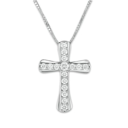 Cross Necklace 1/5 ct tw Diamonds 10K White Gold 18"