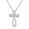 Thumbnail Image 0 of Cross Necklace 1/8 ct tw Diamonds Sterling Silver & 10K Yellow Gold 18"