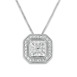 Diamond Necklace 1/10 ct tw Round-cut Sterling Silver 18&quot;