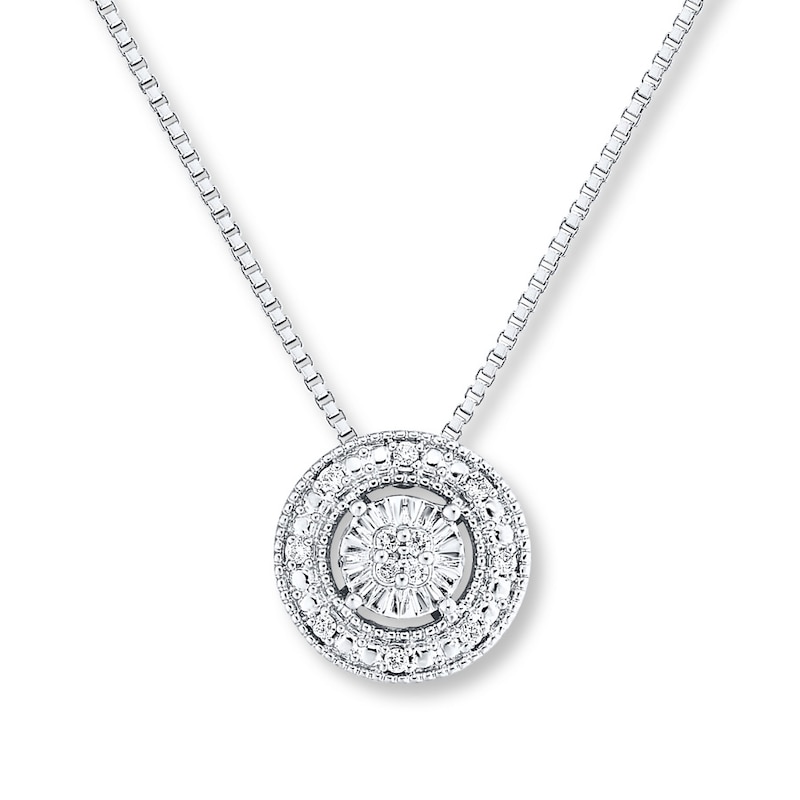 Diamond Necklace 1/10 ct tw Round-cut Sterling Silver 18"