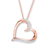 Thumbnail Image 0 of Diamond Heart Necklace 1/15 ct tw Round-cut 10K Rose Gold 18"