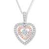 Thumbnail Image 1 of Unstoppable Love Heart Necklace 1/4 ct tw 10K Two-Tone Gold 18"