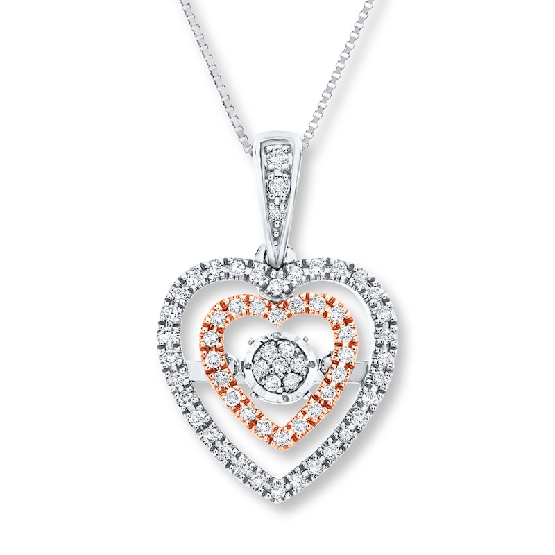 Main Image 1 of Unstoppable Love Heart Necklace 1/4 ct tw 10K Two-Tone Gold 18"