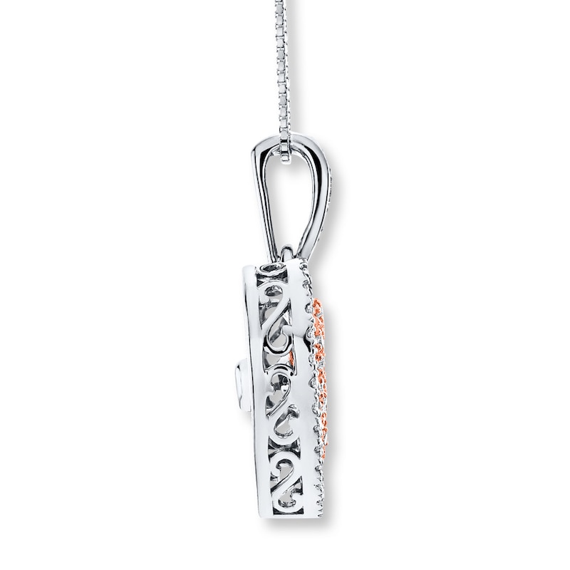 Main Image 2 of Unstoppable Love Heart Necklace 1/4 ct tw 10K Two-Tone Gold 18"