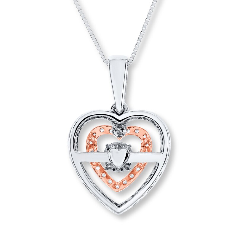Main Image 4 of Unstoppable Love Heart Necklace 1/4 ct tw 10K Two-Tone Gold 18"