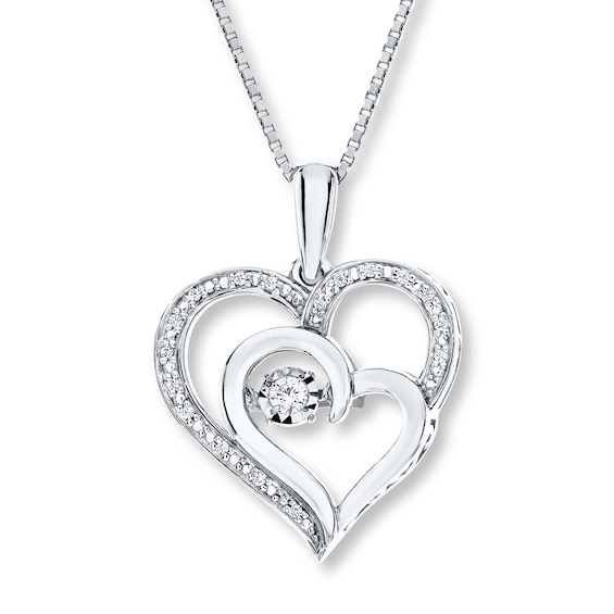 Unstoppable Love 1/10 ct tw Heart Necklace Sterling Silver 18"