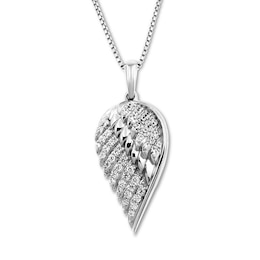 &quot;Be Free&quot; Diamond Angel Wing Necklace 1/4 ct tw Sterling Silver