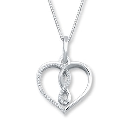 &quot;Forever&quot; Diamond Heart Necklace 1/15 ct tw Sterling Silver