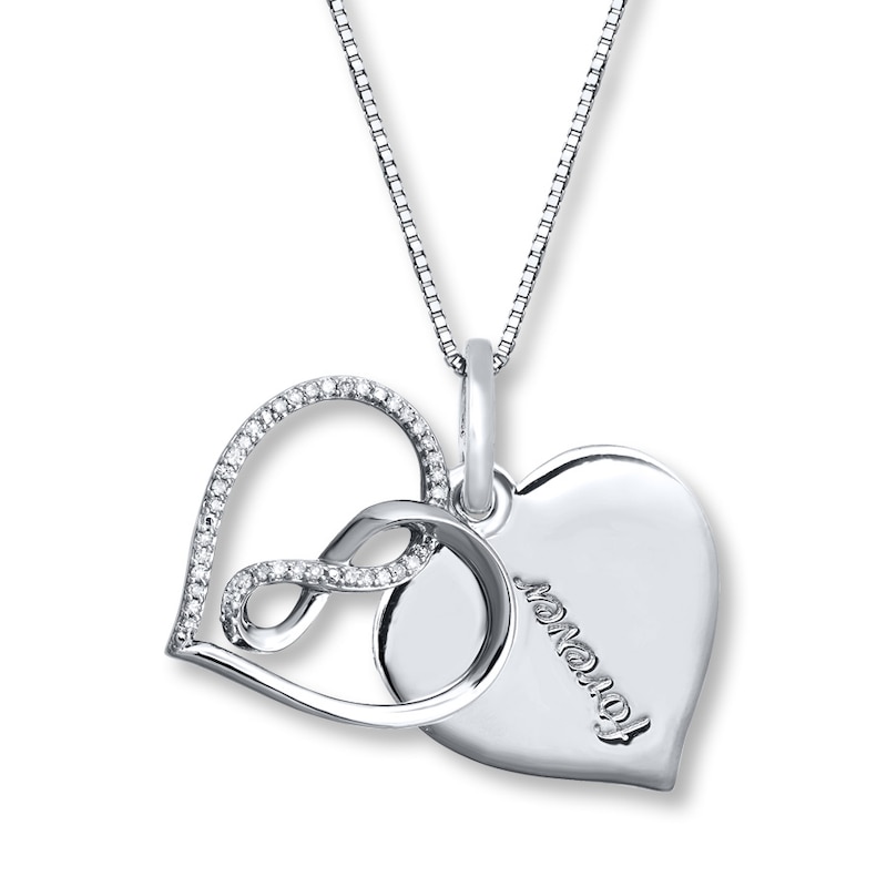 "Forever" Diamond Heart Necklace 1/15 ct tw Sterling Silver