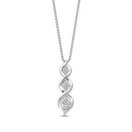 Diamond Twist Necklace 1/5 ct tw Round-cut Sterling Silver 18&quot;