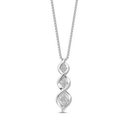 Memories Moments Magic Diamond Twist Necklace 1/5 ct tw Round-cut Sterling Silver 18"