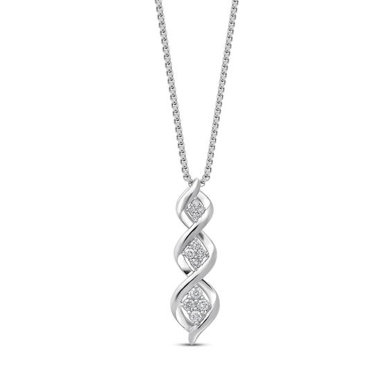 Memories Moments Magic Diamond Twist Necklace 1/5 ct tw Round-cut Sterling Silver 18