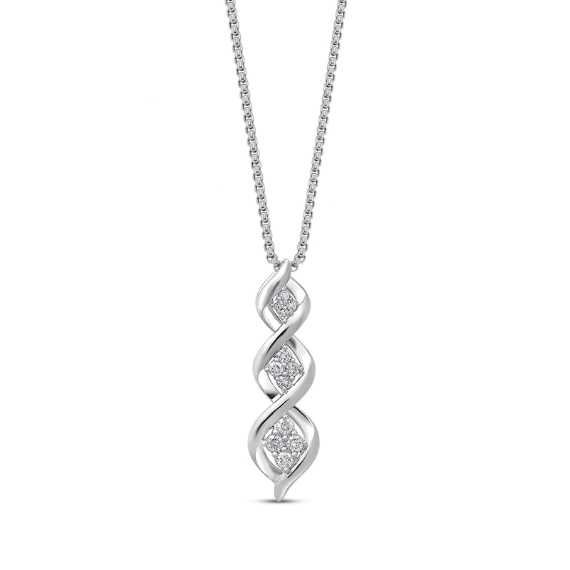 Main Image 1 of Memories Moments Magic Diamond Twist Necklace 1/5 ct tw Round-cut Sterling Silver 18"