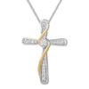 Thumbnail Image 0 of Diamond Cross Necklace 1/4 cttw Sterling Silver & 10K Yellow Gold 18"