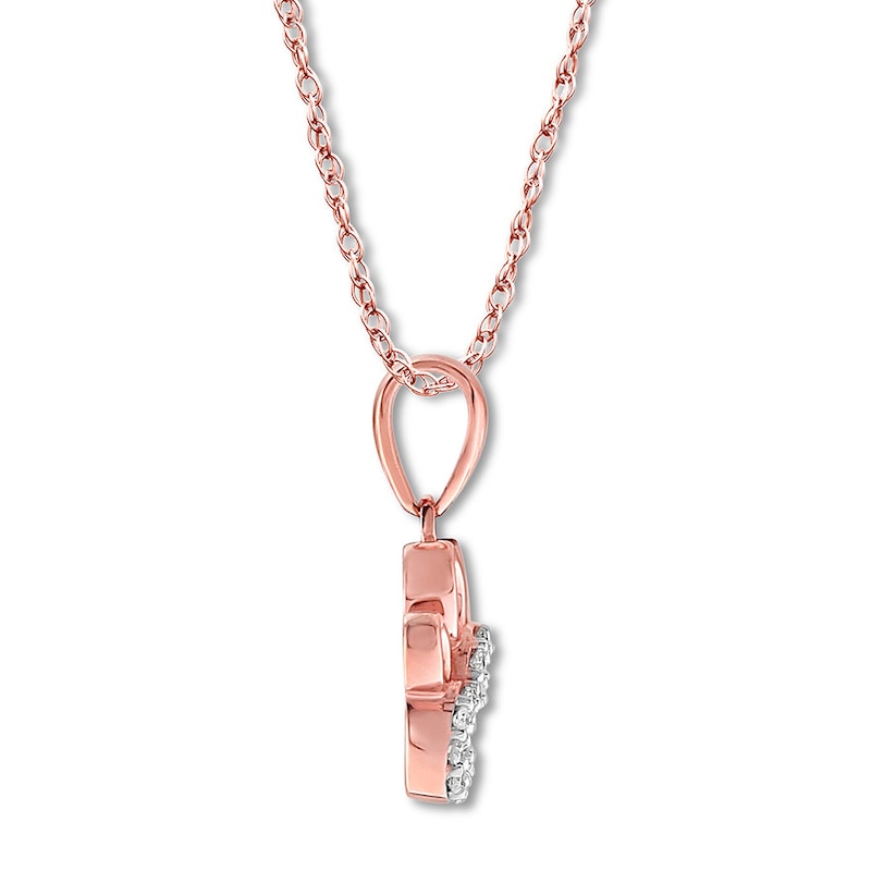 Diamond Paw Print Necklace 1/15 ct tw Round-cut 10K Rose Gold 18"
