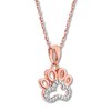 Thumbnail Image 2 of Diamond Paw Print Necklace 1/15 ct tw Round-cut 10K Rose Gold 18"
