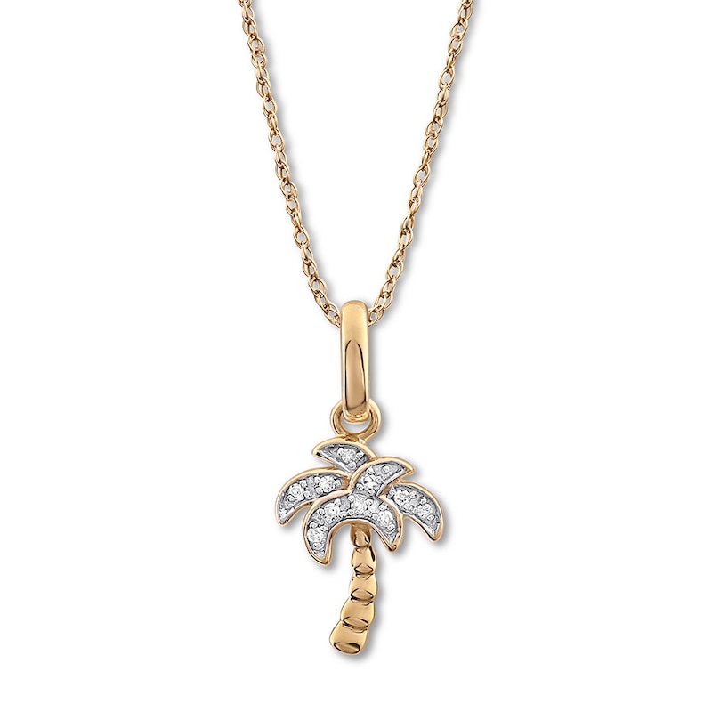 Main Image 1 of Diamond Palm Tree Necklace 10K Yellow Gold 18"