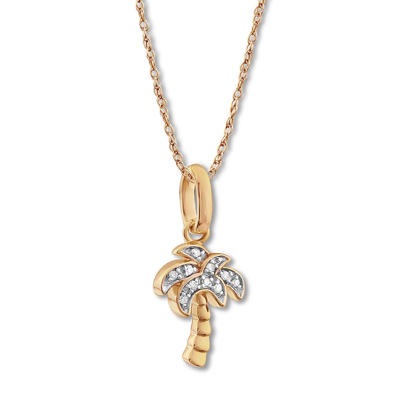 Main Image 2 of Diamond Palm Tree Necklace 10K Yellow Gold 18"