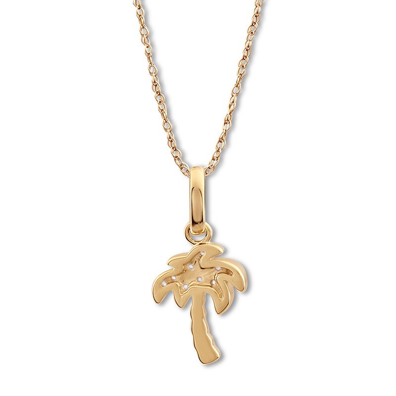 Main Image 4 of Diamond Palm Tree Necklace 10K Yellow Gold 18"