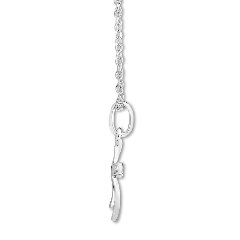 Main Image 2 of Diamond Cross Necklace Sterling Silver 18"