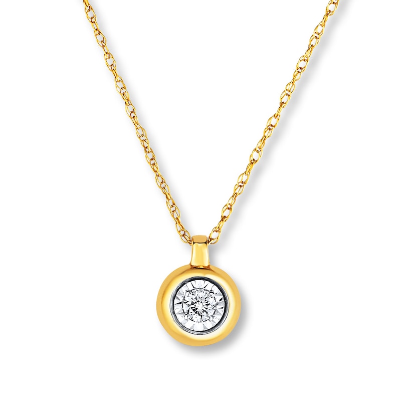 Main Image 1 of Diamond Necklace 1/20 ct tw Bezel-set 10K Yellow Gold 18"