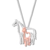 Thumbnail Image 0 of Diamond Horse Necklace 1/10 ct tw Sterling Silver & 10K Rose Gold 18"