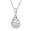 Thumbnail Image 1 of Diamond Necklace 1/8 ct tw Round & Baguette 10K White Gold 18"