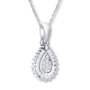 Thumbnail Image 2 of Diamond Necklace 1/8 ct tw Round & Baguette 10K White Gold 18"
