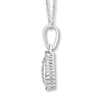 Thumbnail Image 3 of Diamond Necklace 1/8 ct tw Round & Baguette 10K White Gold 18"