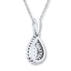 Thumbnail Image 4 of Diamond Necklace 1/8 ct tw Round & Baguette 10K White Gold 18"