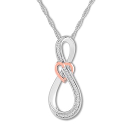 Diamond Infinity Necklace 1/20 ct tw Sterling Silver & 10K Rose Gold 18"