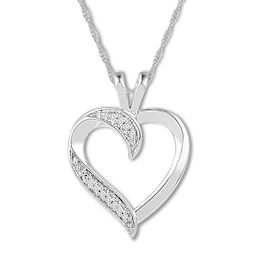 Diamond Heart Necklace Sterling Silver 18&quot;